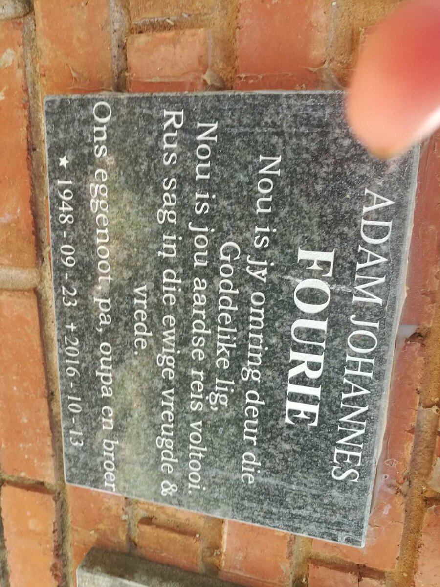 FOURIE Adam Johannes 1948-2016