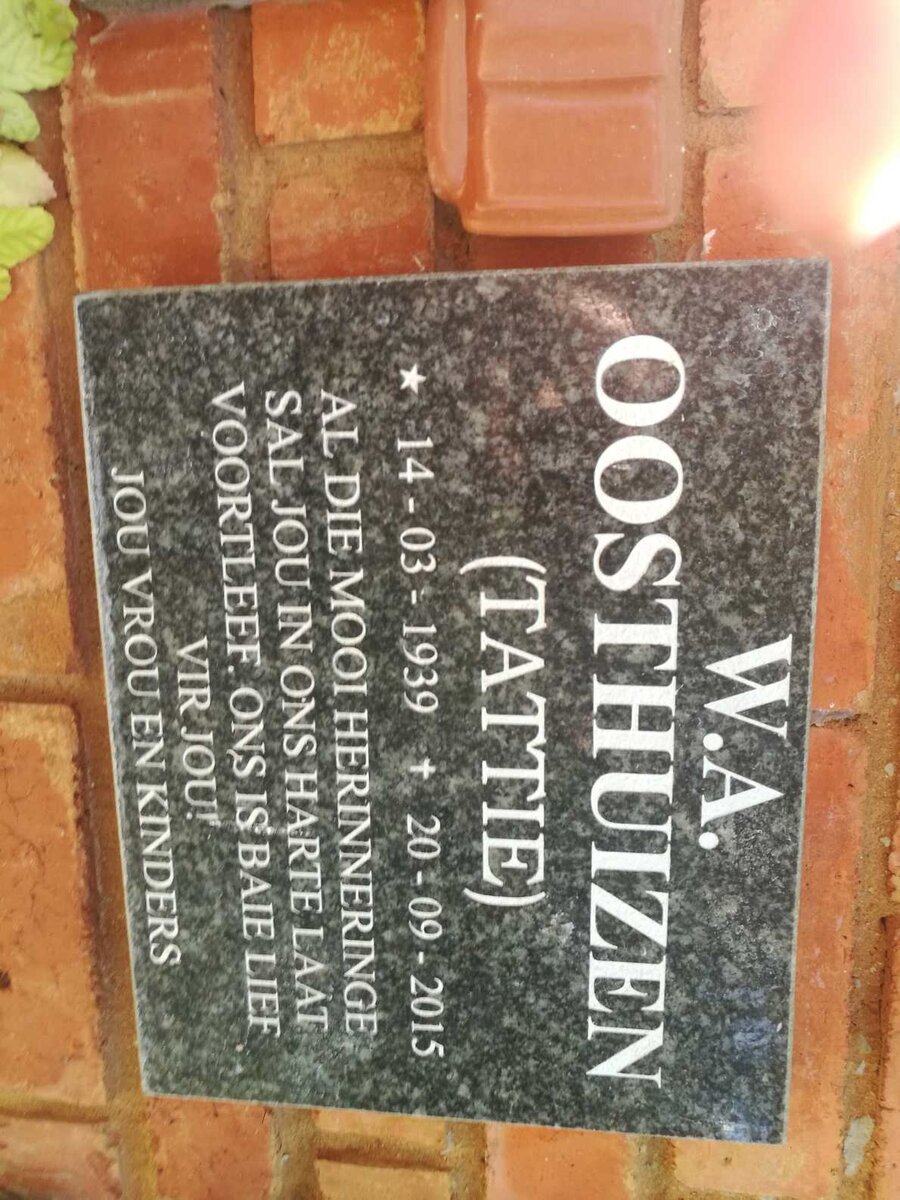 OOSTHUIZEN W.A. 1939-2015
