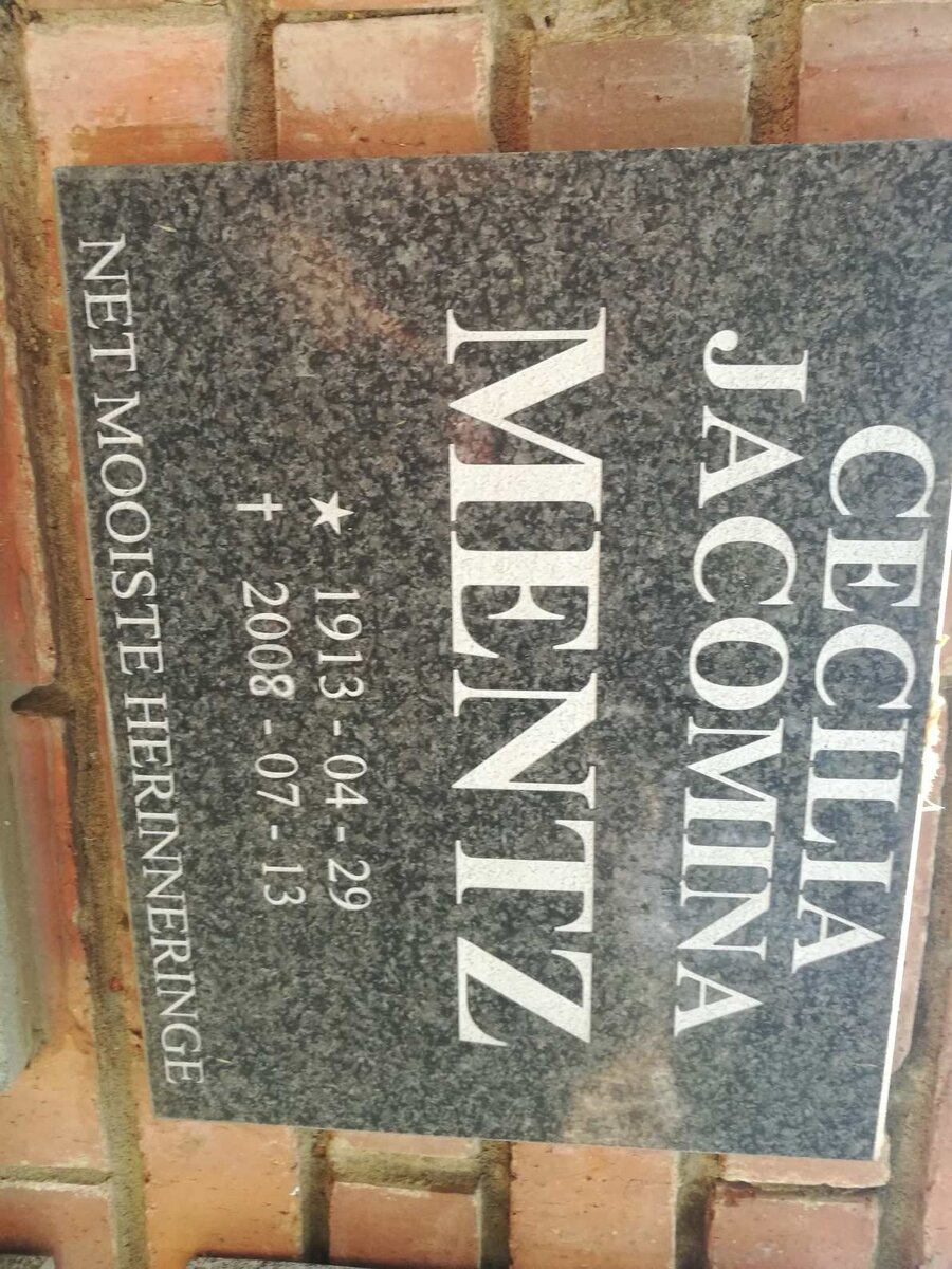 MENTZ Cecilia Jacomina 1913-2008