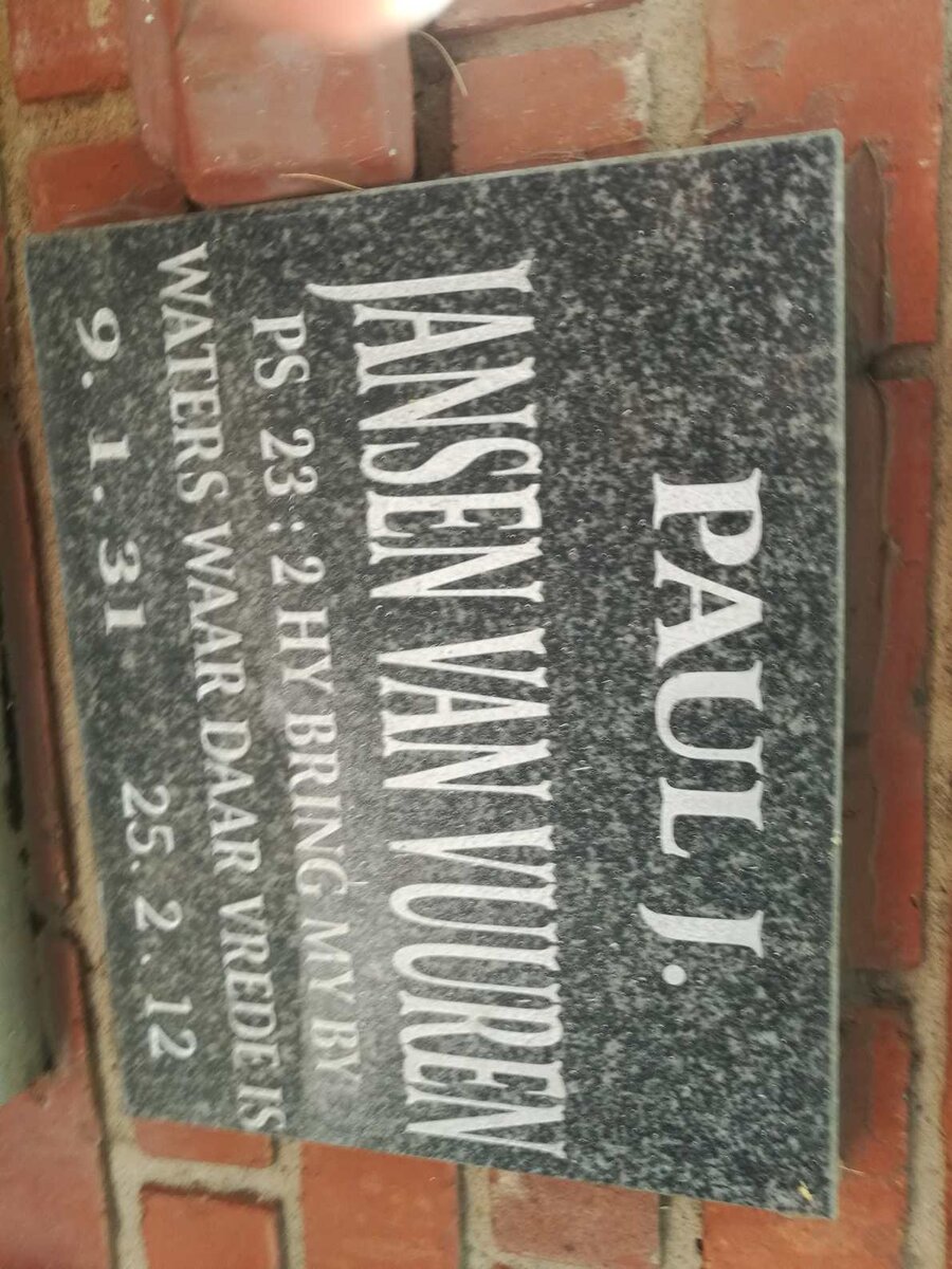 VUUREN Paul J., Jansen van 1931-2012