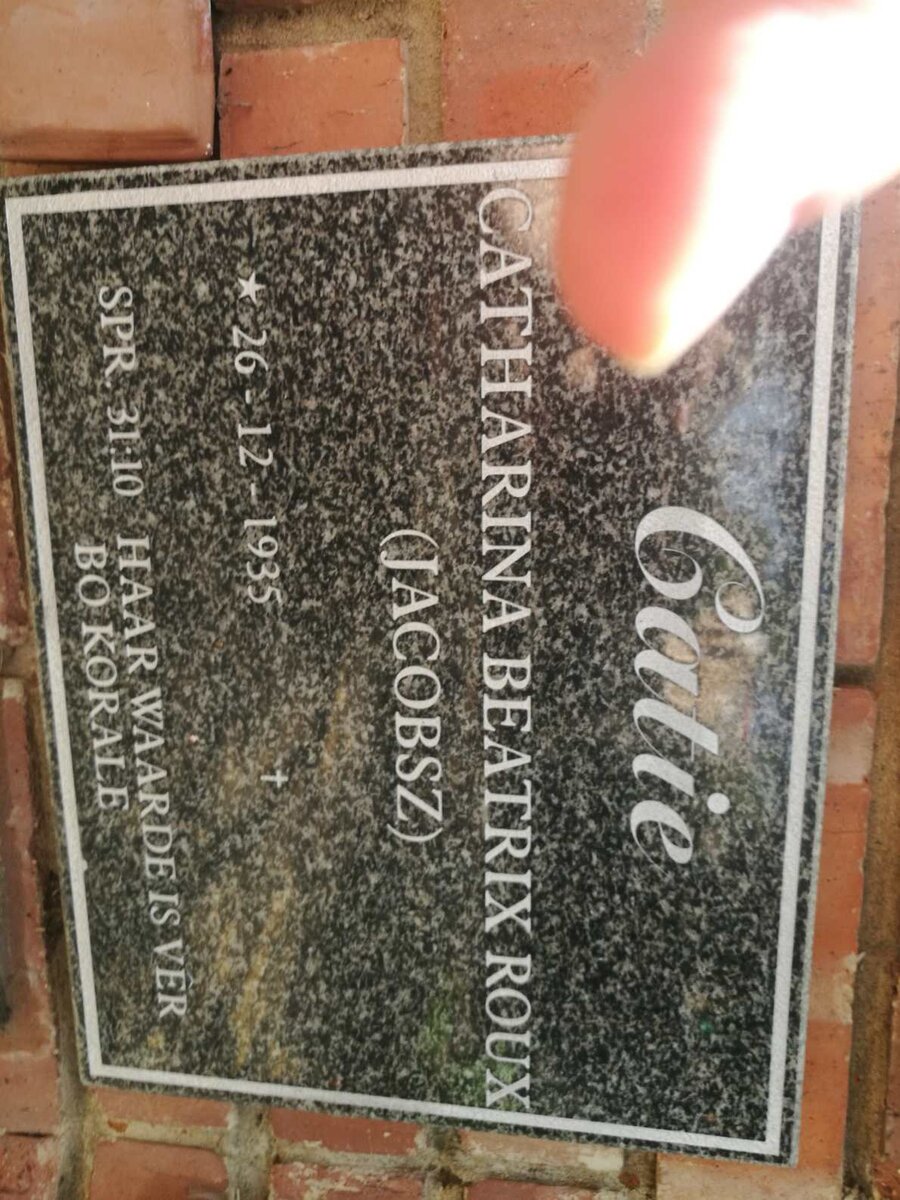 ROUX Catharina Beatrix nee JACOBSZ 1935-