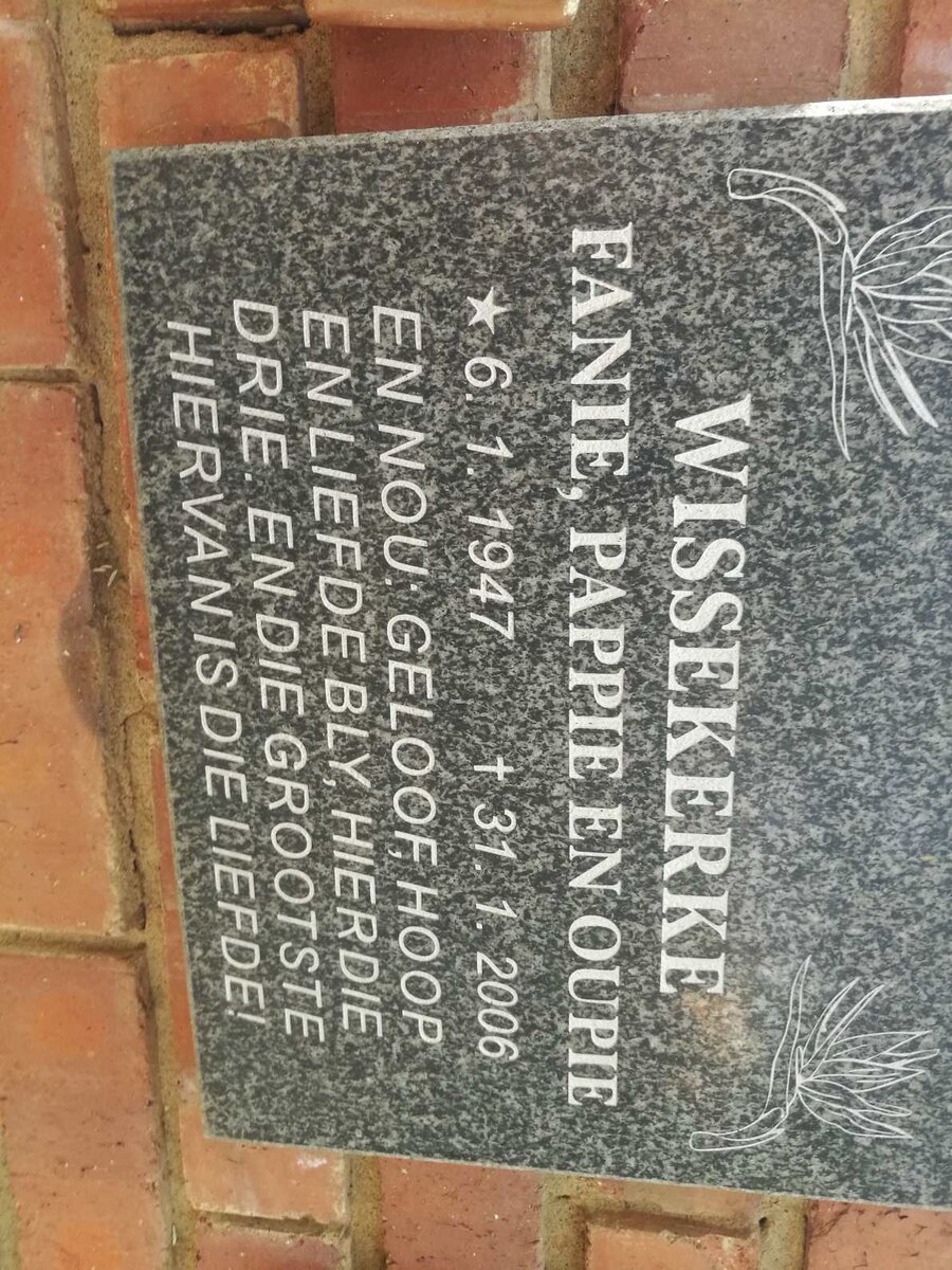 WISSEKERKE Fanie 1947-2006