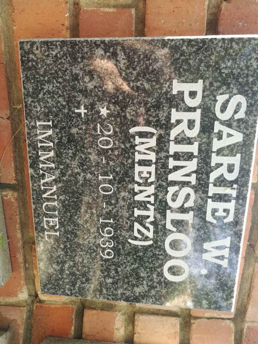 PRINSLOO Sarie W. nee MENTZ 1939-