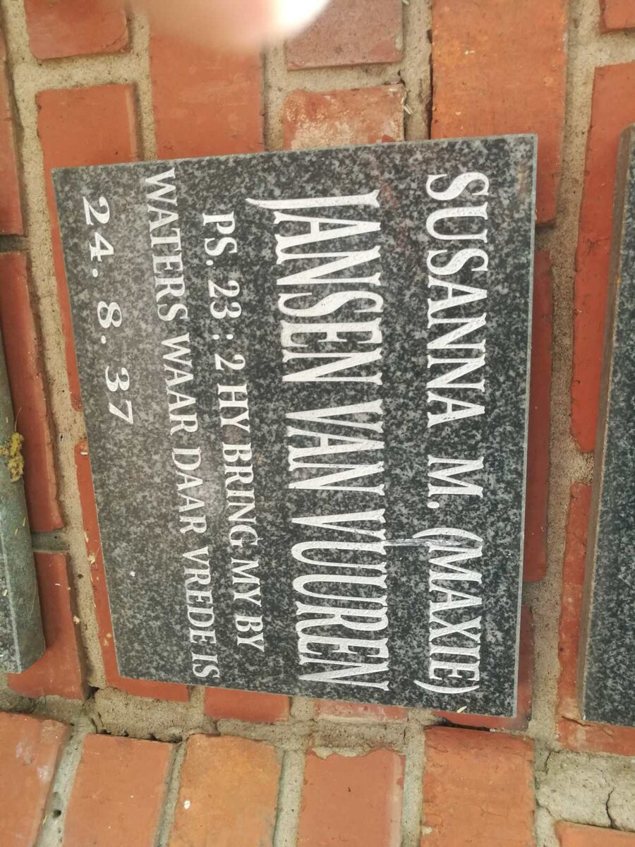 VUUREN Susanna M., Jansen van 1937-