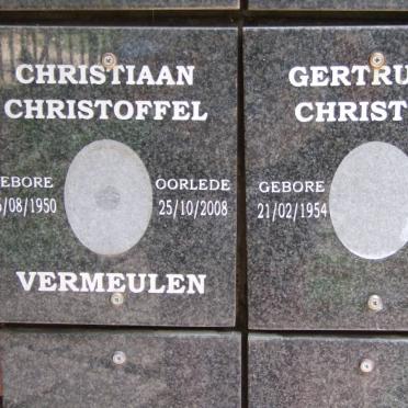VERMEULEN Christiaan Christoffel 1950-2008 &amp; Gertruida Christina 1954-