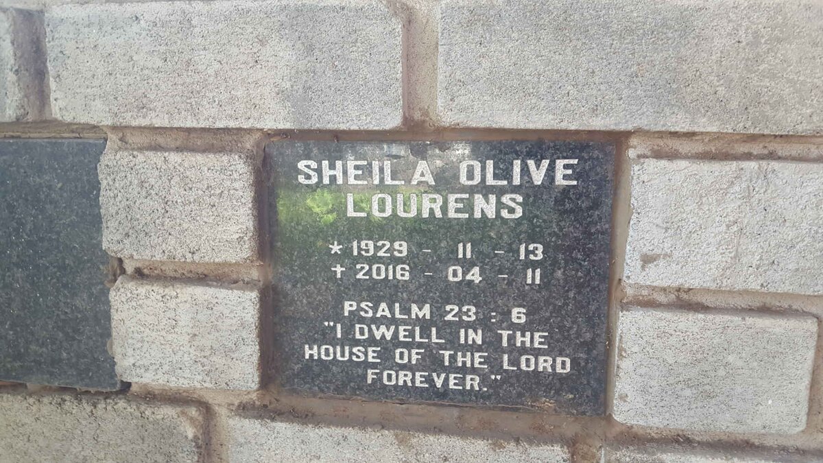 LOURENS Sheila Olive 1929-2016
