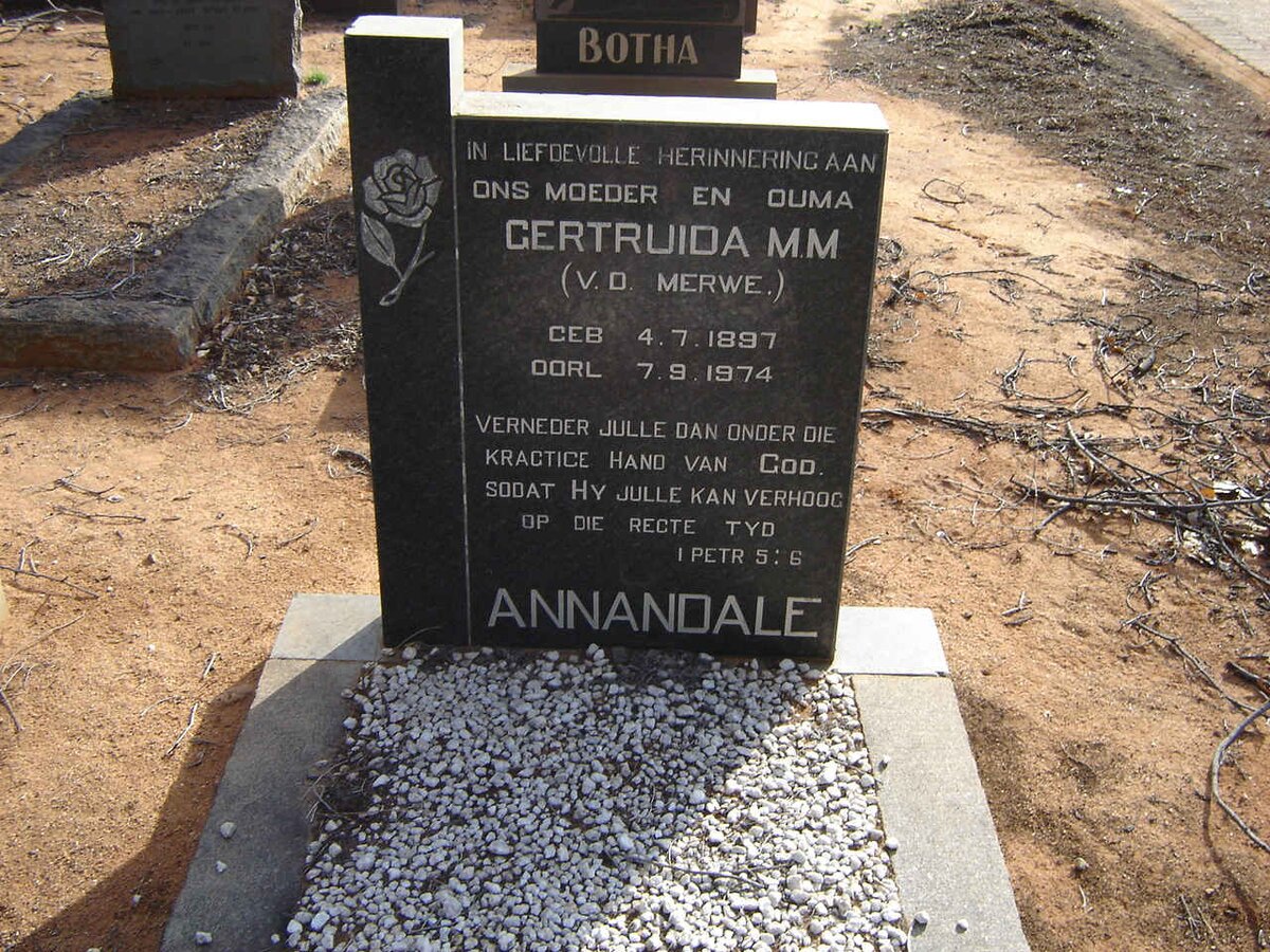 ANNADALE Gertruida M.M. nee V.D. MERWE 1887-1974
