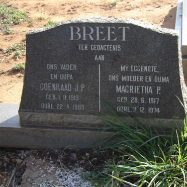 BREET Coenraad J.P. 1913-1989 &amp; Magrietha P. 1917-1974