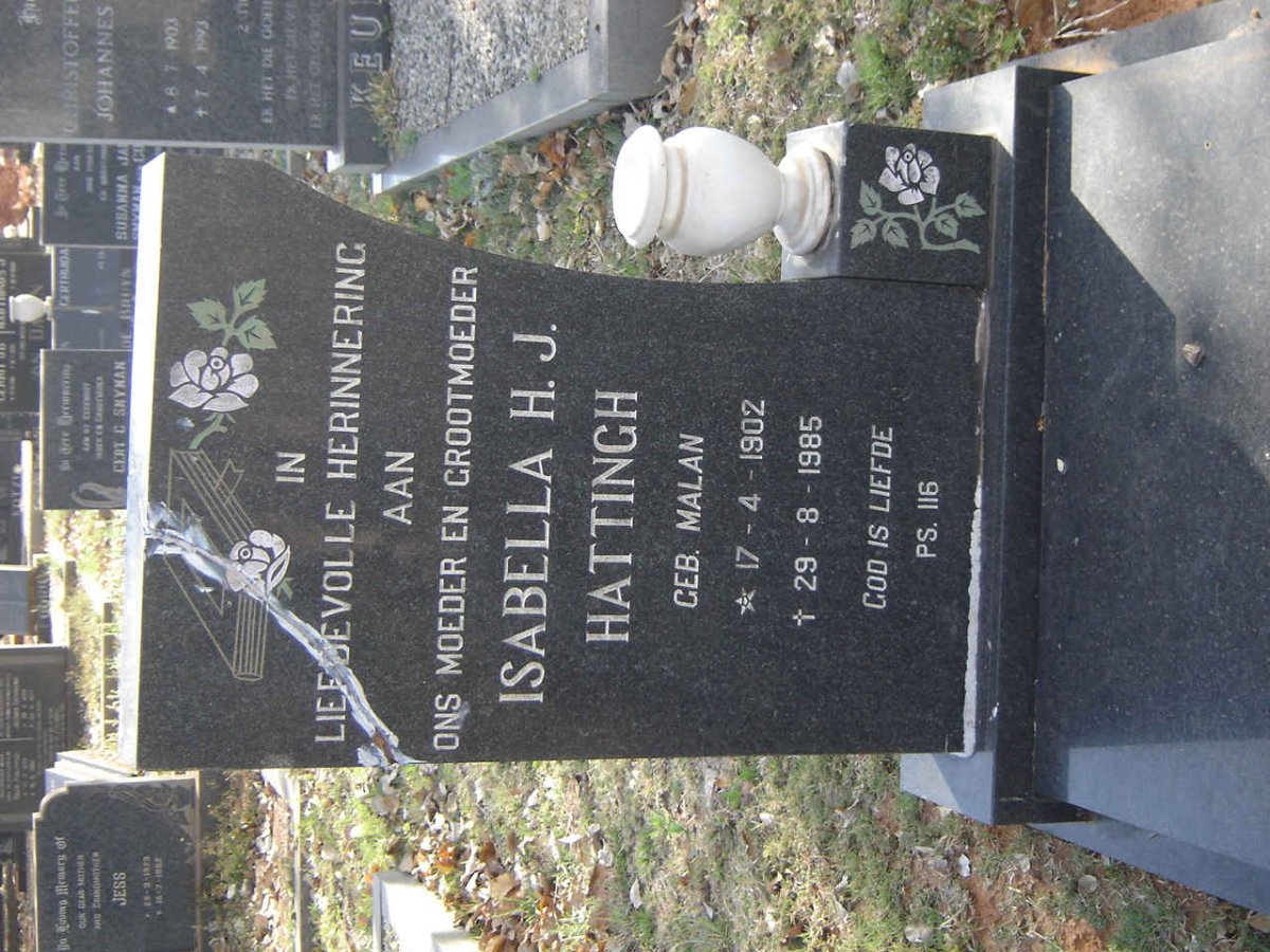 HATTINGH Isabella H.J. nee MALAN 1902-1985