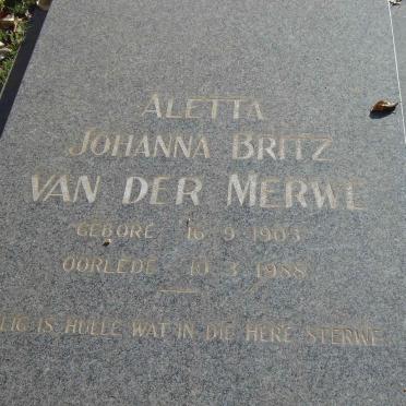 MERWE Aletta Johanna Britz, van der 1903-1988