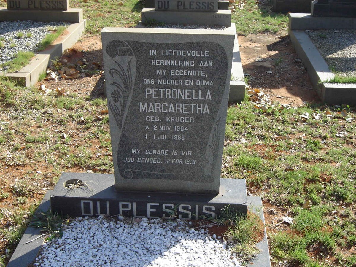 PLESSIS Petronella Margaretha, du nee KRUGER 1904-1986