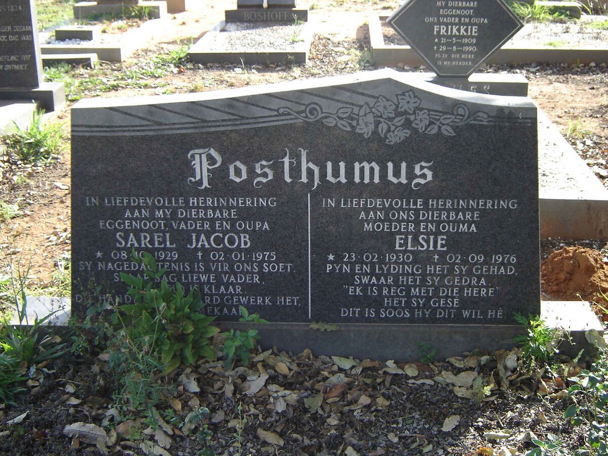 POSTHUMUS Sarel Jacob 1929-1975 &amp; Elsie 1930-1976