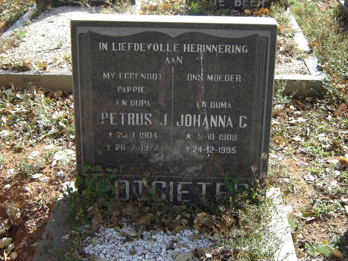 POTGIETER Petrus J. 1904-1977 &amp; Johanna C. 1909-1995