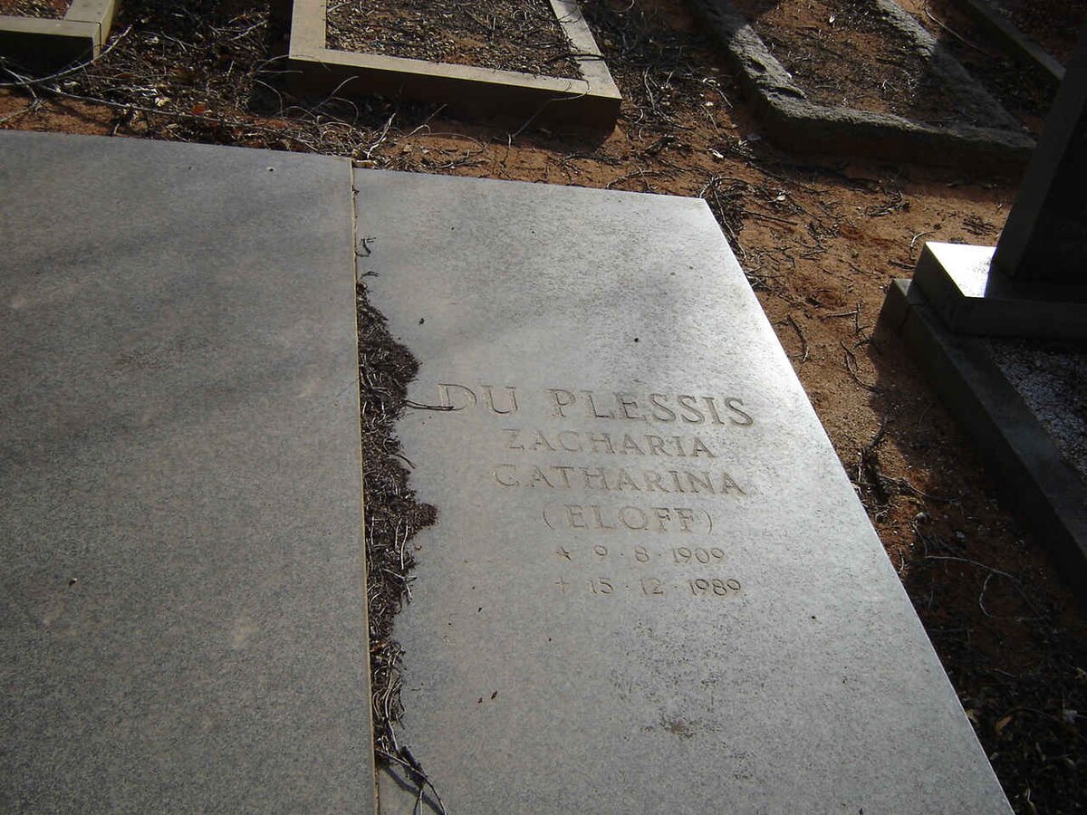 PLESSIS Zacharia Catharina, du nee ELOFF 1909-1989