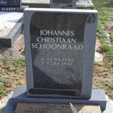 SCHOONRAAD Johannes Christiaan 1943-1961 