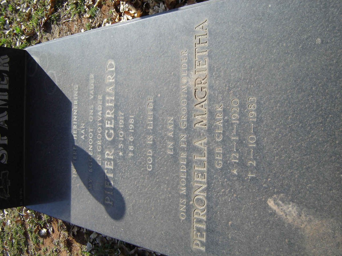 SPAMER Pieter Gerhard 1917-1981 &amp; Petronella Magrietha CLARK 1920-1983