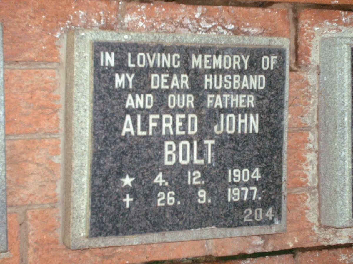 BOLT Alfred John 1904-1977