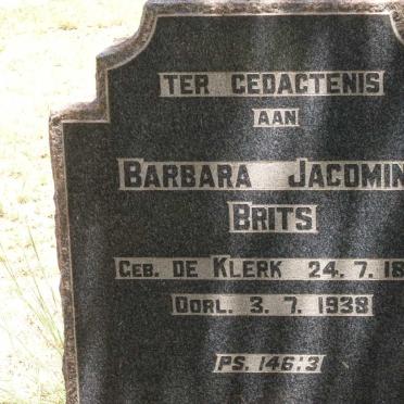 BRITS Barbara Jacomina nee DE KLERK 1889-1938