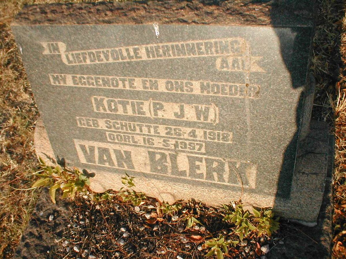 BLERK P.J.W., van nee SCHUTTE 1918-1957