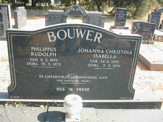 BOUWER Philippus Rudolf 1895-1972 &amp; Johanna Christina Isabella 1896-1976