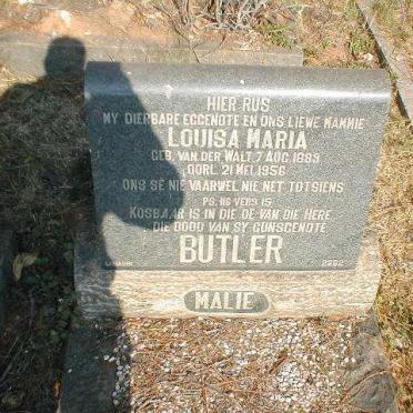 BUTLER Lousia Maria nee VAN DER WALT 1889-1956
