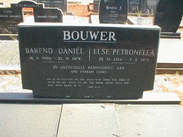 BOUWER Barend Daniel 1920-1979 &amp; Else Petronella 1924-1973