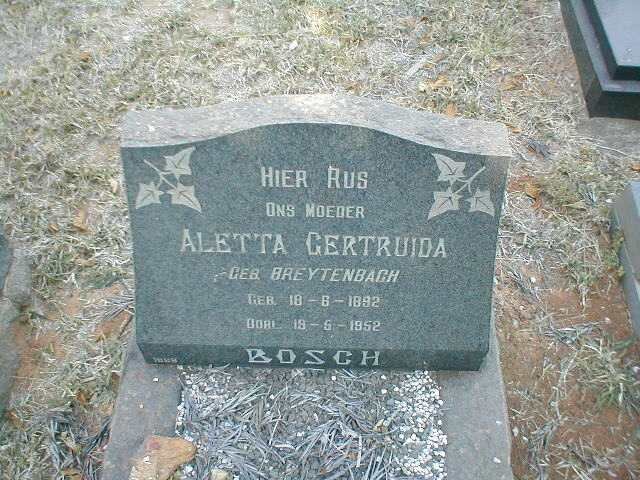 BOSCH Aletta Gertruida nee BREYTENBACH 1892-1952