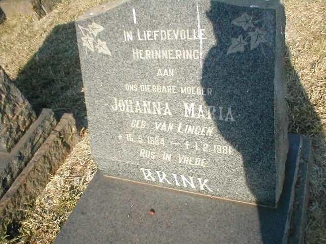 BRINK Johanna Maria nee VAN LINGEN 1884-1981