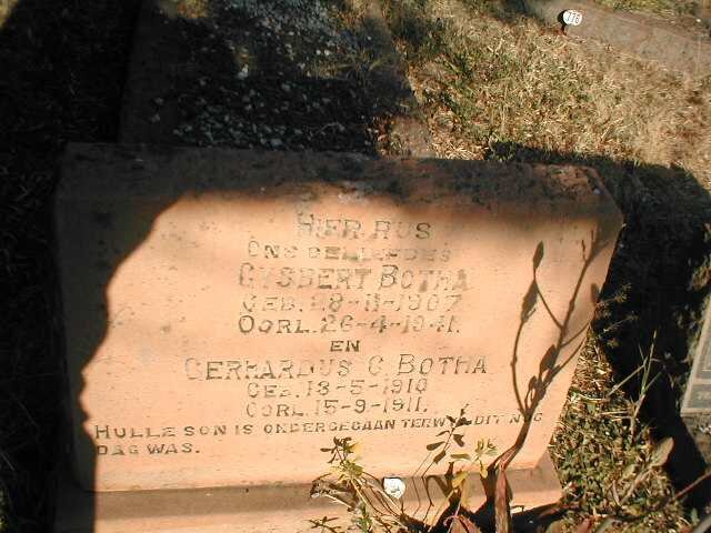 BOTHA Gysbert 1907-1941 :: BOTHA Gerhardus C. 1910-1911