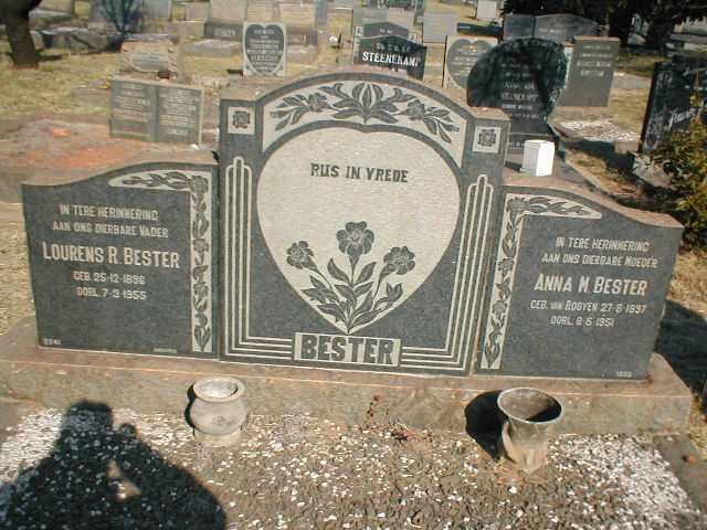BESTER Lourens R. 1896-1955 &amp; Anna M. VAN ROOYEN 1897-1951