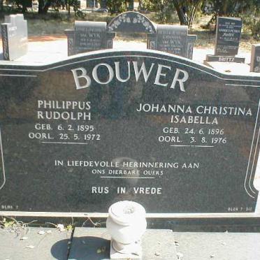 BOUWER Philippus Rudolf 1895-1972 &amp; Johanna Christina Isabella 1896-1976