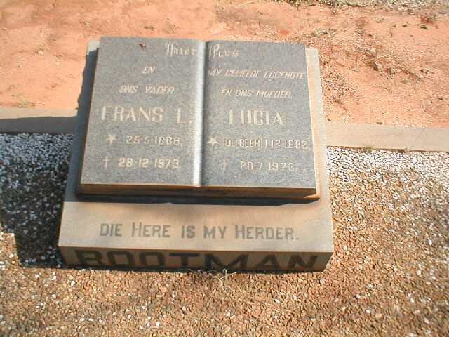 BOOTMAN Frans L. 1886-1973 &amp; Lucia DE BEER 1892-1973