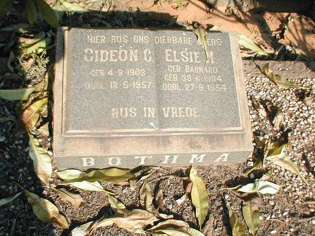 BOTHMA Gideon C. 1903-1957 &amp; Elsie M. BARNARD 1904-1954