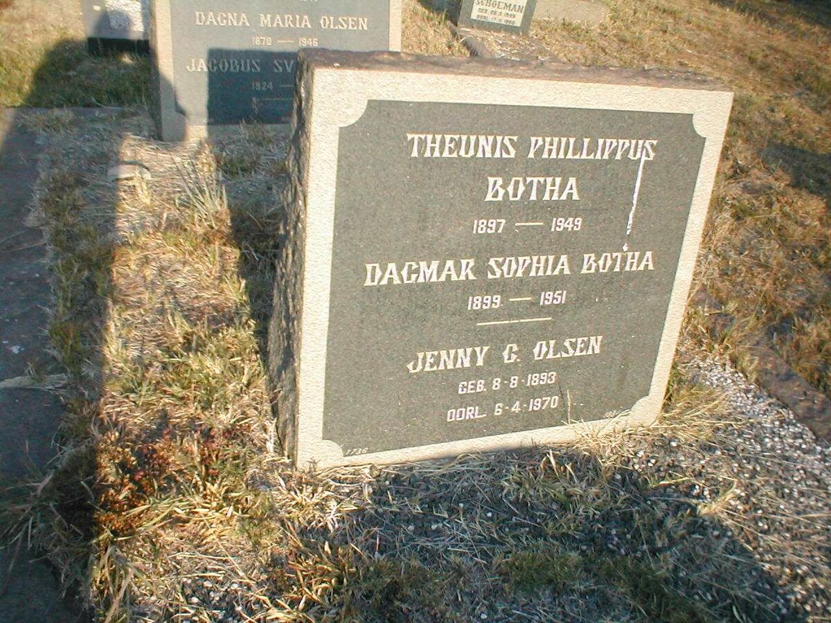 BOTHA Theunis Phillippus 1897-1949 :: BOTHA Dagmar Sophia 1899-1951 :: OLSEN Jenny C. 1893-1970