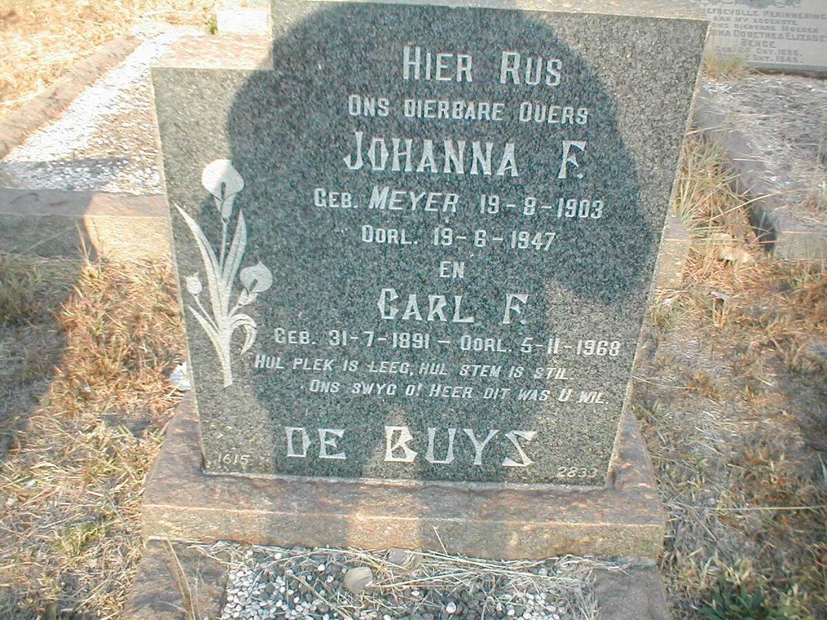 BUYS Carl F., de 1891-1968 &amp; Johanna F. MEYER 1903-1947
