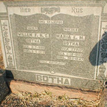 BOTHA Willem F.H.C. 1880-1972 &amp; Maria E.M. STOOP 1880-1947