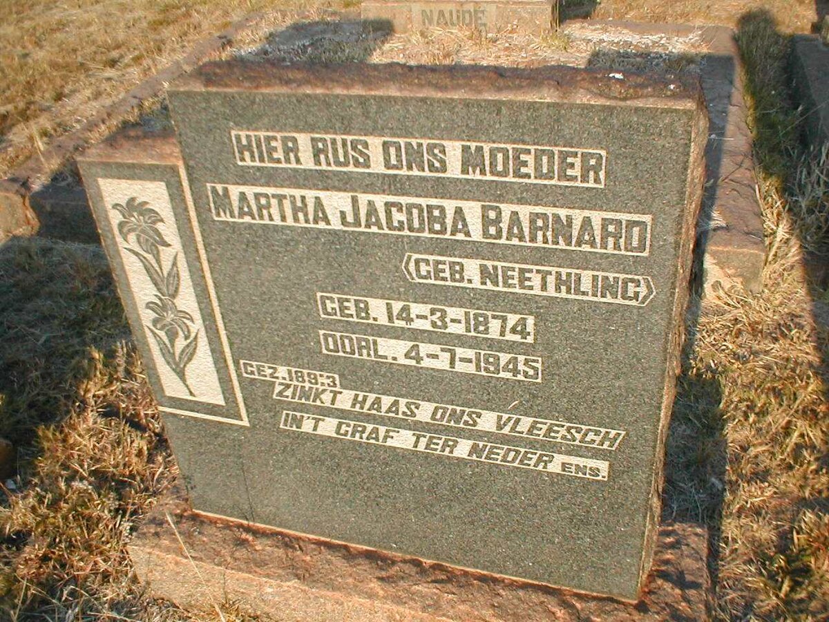 BARNARD Martha Jacoba nee NEETHLING 1874-1945