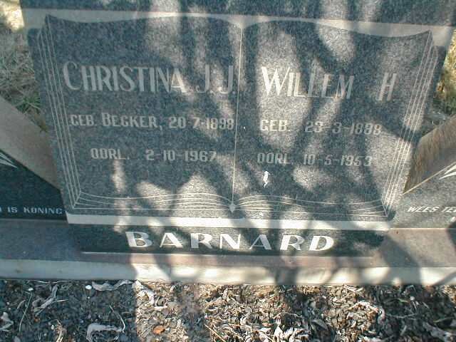 BARNARD Willem H. 1888-1953 &amp; Christina J.J. BECKER 1898-1967