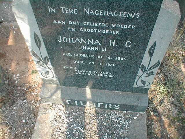 CILLIERS Johanna H.G. nee GROBLER 1895-1970