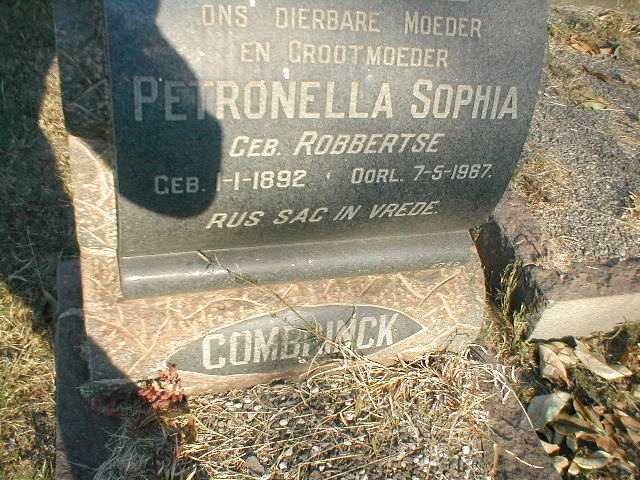 COMBRINCK Petronella Sophia nee ROBBERTSE 1892-1967