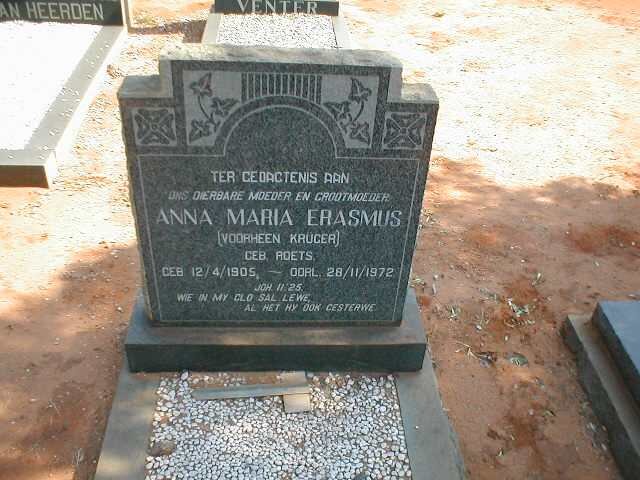 ERASMUS Anna Maria, formerly KRUGER, nee ROETS 1905-1972
