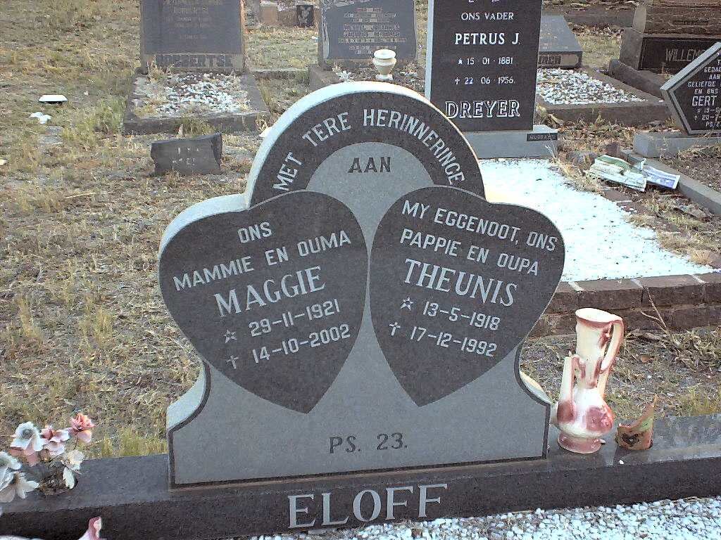 ELOFF Theunis 1918-1992 &amp; Maggie 1921-2002