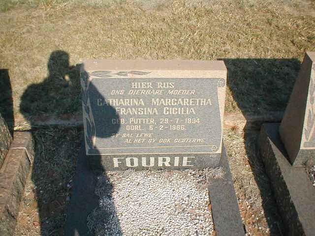 FOURIE Catharina Margaretha Fransina Cicilia nee PUTTER 1894-1966