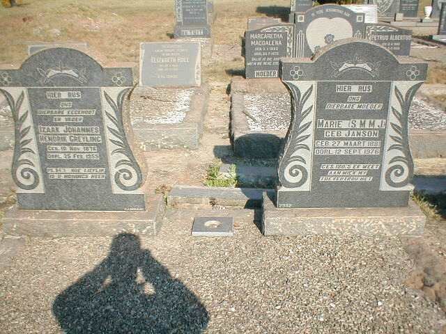 GREYLING Izaak Johannes Hendrik 1876-1955 &amp; S.M.M.J. JANSON 1881-1976