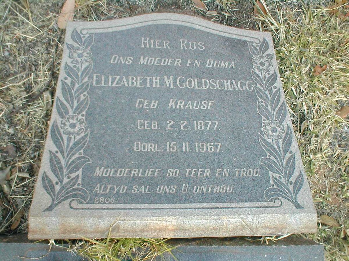GOLDSCHAGG Elizabeth M. nee KRAUSE 1877-1967