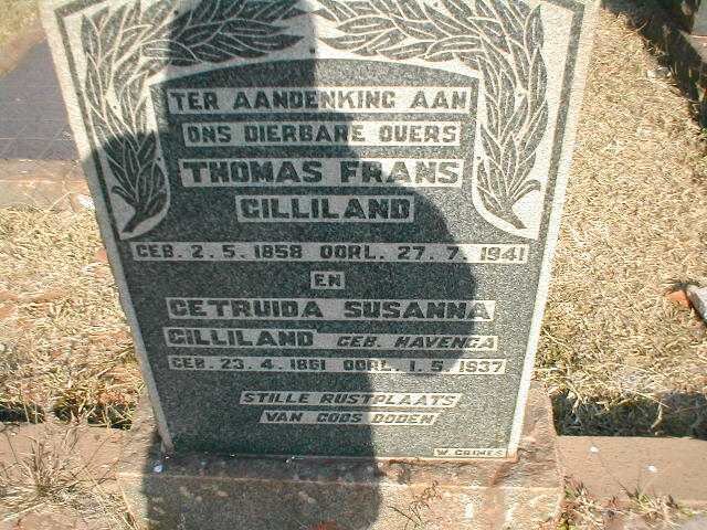 GILLILAND Thomas Frans 1858-1941 &amp; Getruida Susanna HAVENGA 1861-1937