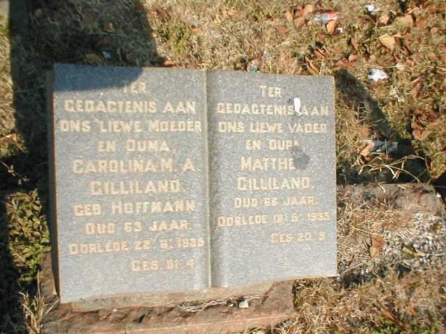 GILLILAND Matthew 1869-1935 &amp; Carolina M.A HOFFMANN 1873-1936
