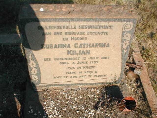 KILIAN Susanna Catharina nee BADENHORST 1907-1953