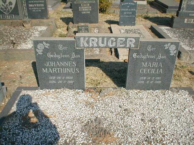KRUGER Johannes Marthinus 1906-1982 &amp; Maria Cecilia 1911-1986