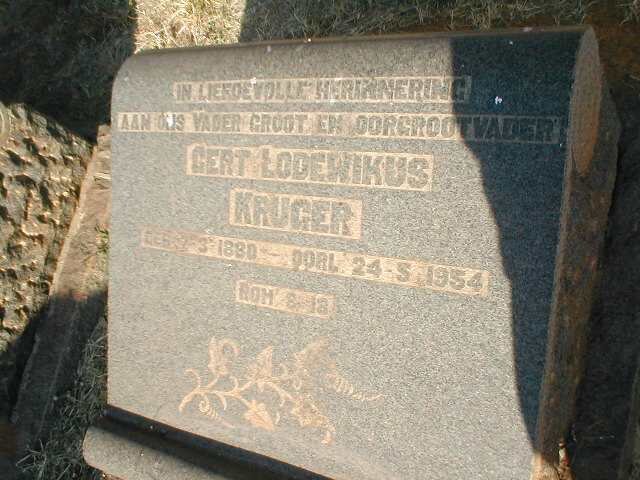 KRUGER Gert Lodewikus 1880-1934